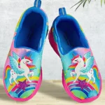 KazarMax Shimmery Star & Unicorn With Rainbow Slip On Shoes - Pink
