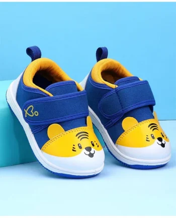 Babyoye Casual Shoes With Velcro Closure Tiger Patch- Navy Blue & Yellow