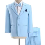 Babyhug Woven Full Sleeves Stretch Party Suit With Bow - Sky Blue