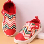 Cute Walk by Babyhug Casual Shoes With Velcro Closure Chevron Print- Dark Pink