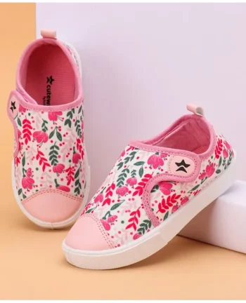 Cute Walk by Babyhug Velcro Closure Floral Printed Casual Shoes - Pink