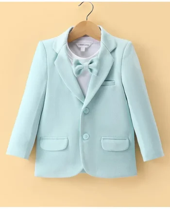 Mark & Mia Full Sleeves Blazer & T-Shirt with Attached Bow Detailing - Blue