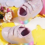 KATS Striped Detailed Velcro Closure LED Shoes - Pink