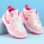 Babyoye Lace Up Casual Shoes Hearts Print - Pink