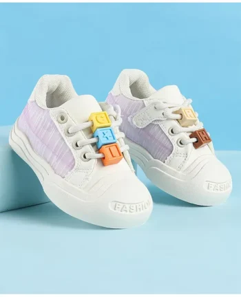 Babyoye Lace Up Casual Shoes With Applique - Lavender