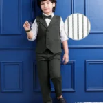 Mark & Mia Woven Full Sleeves Solid Colour 3 Piece Party Suit With Bow - Black