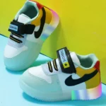 PASSION PETALS Color Blocked LED Shoes - Green White & Yellow