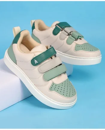 Pine Kids Velcro Closure Casual Shoes - Green & Beige