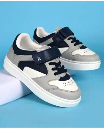 Pine Kids Velcro Closer Casual Shoes - Grey & Navy Blue