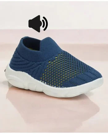 Lil Lollipop Mesh Designed Slip On Musical Shoes - Blue