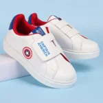 Pine Kids Marvel Avengers Captain America Print Casual Shoes with Velcro Closure - White