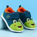 Babyoye Velcro Closure Frog Face Print Casual Shoes - Green & Navy Blue