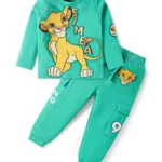 Babyhug Disney Single Jersey Knit Full Sleeves T-Shirt & Lounge Pant Set With Lion King Graphics - Turquoise