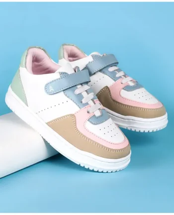 Pine Kids Velcro Closure Casual Shoes - White & Blue