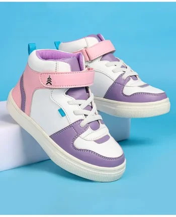 Pine Kids Velcro Closure Casual Shoes - White & Purple