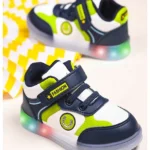 KATS Colour Blocked LED Shoes With Velcro Closure - Navy Blue