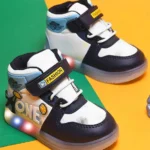 KATS One Text Patch Designed & Colour Blocked LED Shoes With Velcro Closure - Navy Blue