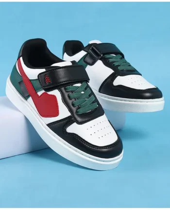 Pine Kids Casual Shoes with Velcro Closure - White & Green