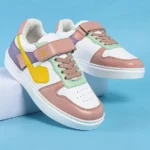 Pine Kids Casual Shoes With Velcro Closure - White & Pink