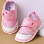 Cute Walk by Babyhug Velcro Closure Casual Shoes with Heart Print & Glitter Detailing - Pink