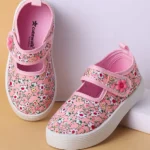 Cute Walk by Babyhug Velcro Closure Casual Shoes with Floral Print & Applique - Pink