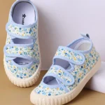 Cute Walk by Babyhug Velcro Closure Casual Shoes with Floral Print - Light Blue