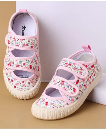 Cute Walk by Babyhug Velcro Closure Casual Shoes with Floral Print - Pink