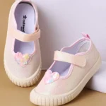 Cute Walk by Babyhug Velcro Closure Casual Shoes with Sequin Heart Applique - Pink