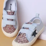 Cute Walk by Babyhug Casual Shoes with Velcro Closure Star & Glitter Print - Light Blue