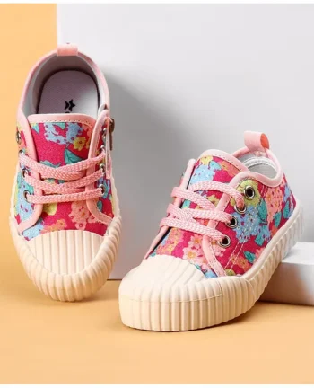 Cute Walk by Babyhug Lace up Closure Casual Shoes with Floral Print - Pink