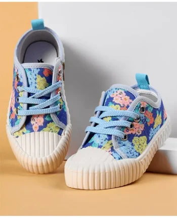 Cute Walk by Babyhug Lace up Closure Casual Shoes with Floral Print - Blue