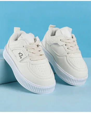 Babyoye Lace Up Solid Color Casual Shoes - White