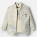 Dapper Dudes Full Sleeves Typography Printed Tye Dye Blazer With Tee - Blue