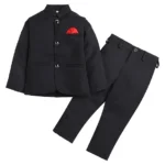 Lil' Homies Jacquard Full Sleeves Solid Blazer With Pant - Black