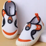 Cute Walk by Babyhug Velcro Closure Casual Shoes With Wheel Applique - Orange & White