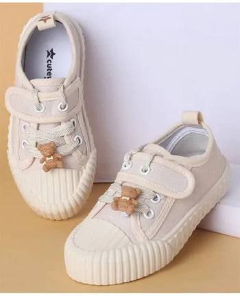 Cute Walk by Babyhug Casual Shoes with Velcro Closure & Teddy Applique - Beige