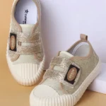 Cute Walk by Babyhug Casual Shoes with Velcro Closure & Glitter Print - Golden