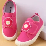 Cute Walk by Babyhug Casual Shoes with Floral Applique & Velcro Closure - Dark Pink