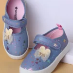 Cute Walk by Babyhug Casual Shoes with Velcro Closure Star Print & Bunny Ear Bow Applique - Blue