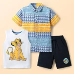 Babyhug Disney Single Jersey Knit Half Sleeves Shirt & Shorts Set With T-Shirt & Lion King Graphics - Multicolor