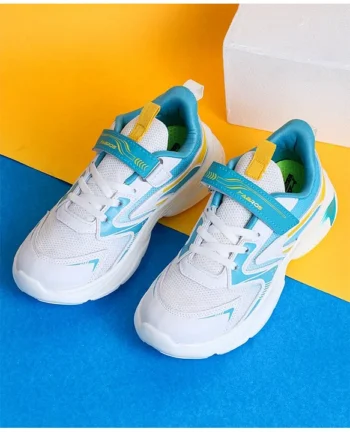 ABROS Colour Blocked Velcro Closure Shoes - Off White & Sea Green