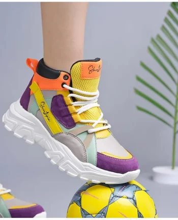 Shoetopia Colour Blocked Lace Up Shoes - Multi Colour