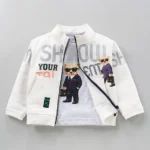 Dapper Dudes Full Sleeves Show Your Talent Text Printed Jacket With Tee - White