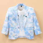 Dapper Dudes Full Sleeves Tie Dye Printed Blazer With Tee - Sky Blue