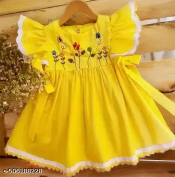 Sunshine Yellow Embroidered Baby Frock