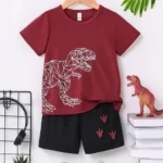 Roarsome Dino Graphic Tee & Shorts Set for Boys – Cool Summer Outfit