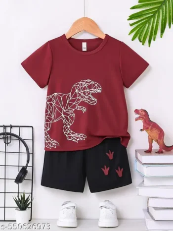 Roarsome Dino Graphic Tee & Shorts Set for Boys – Cool Summer Outfit