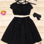 Girls Black Sleeveless Midi/Knee Length Festive & Wedding Dress
