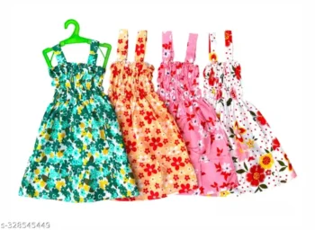 Cute Fancy Designer Baby Girls Frocks and Dresses combo pack of 4