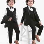 Babyhug Stretch Fit Full Sleeves Party Suit Solid Color - Blackmm